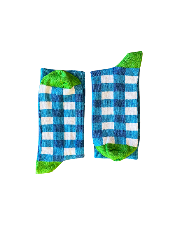Blue Square Patterned Socks