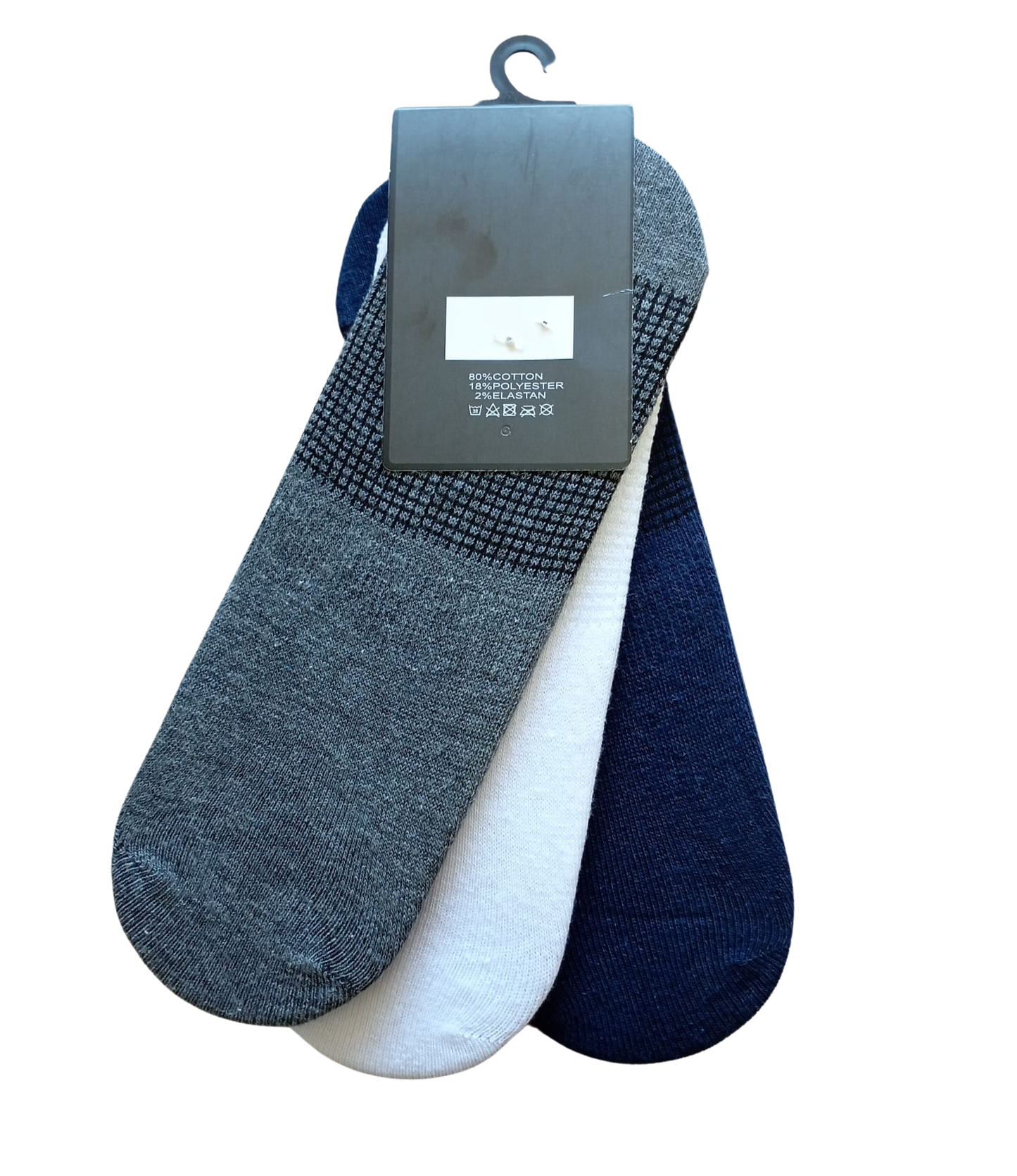 White-navy-grey invisible socks