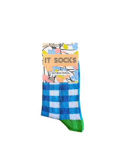 Blue Square Patterned Socks