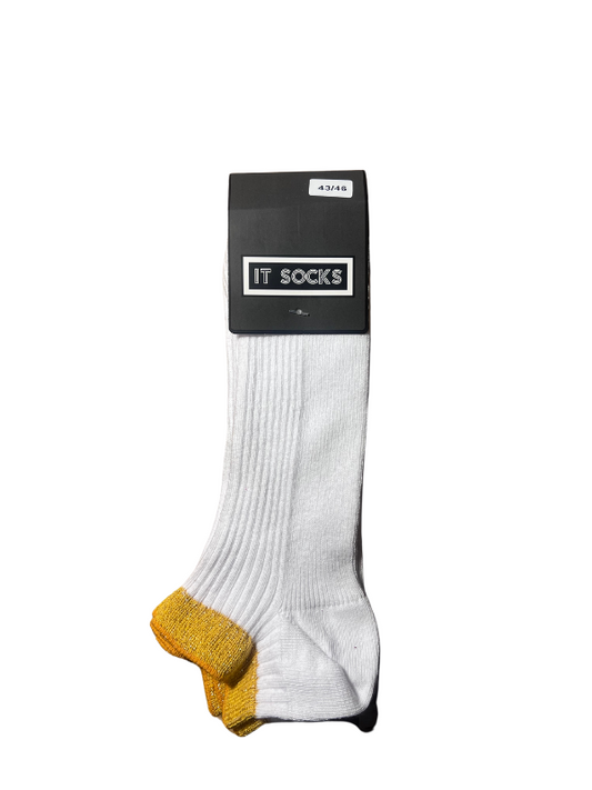 White Ankle Socks – Yellow Glitter