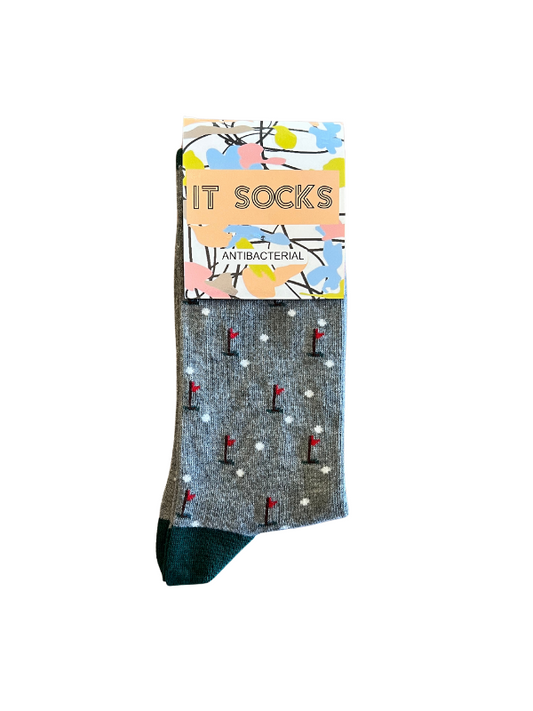 Golf patterned green gray socks