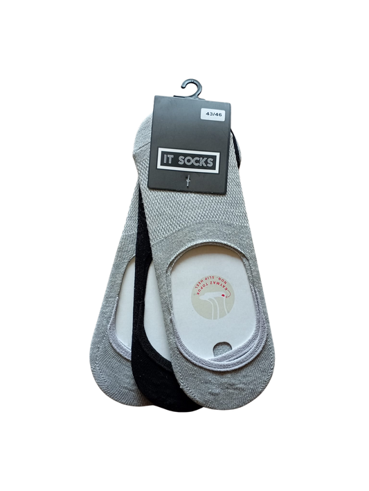 Light Gray-Black-Light Gray Invisible Socks