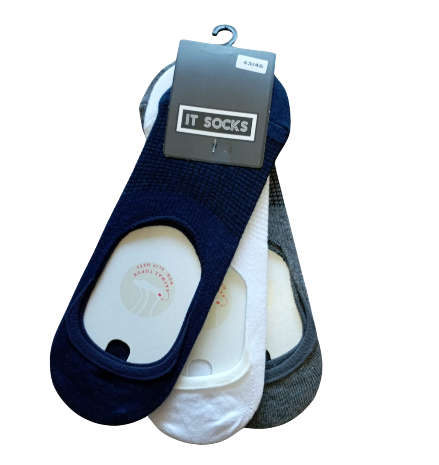 White-navy-grey invisible socks