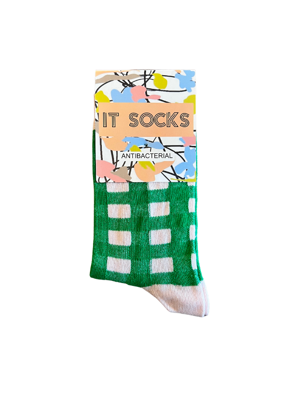 Green Square Patterned Socks