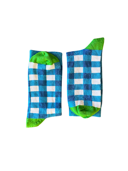 Blue Square Patterned Socks