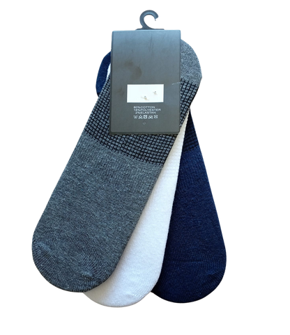 White-navy-grey invisible socks