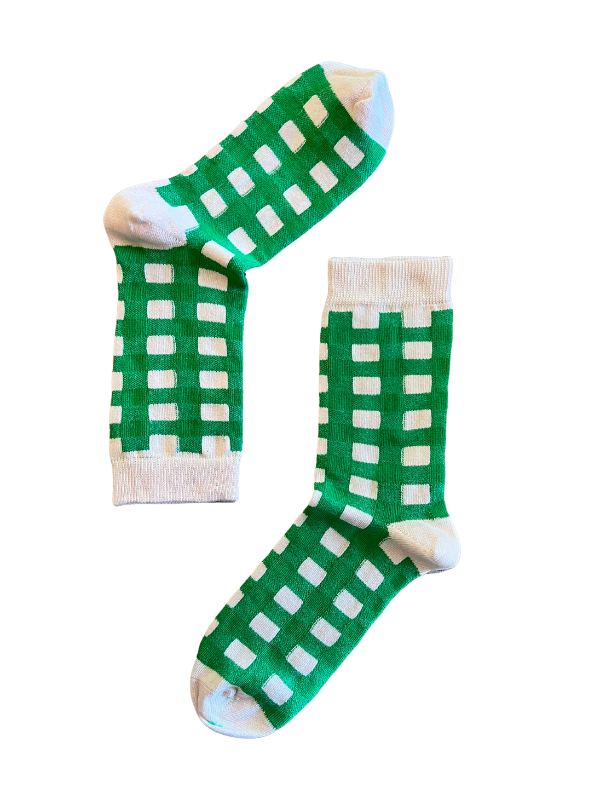 Green Square Patterned Socks