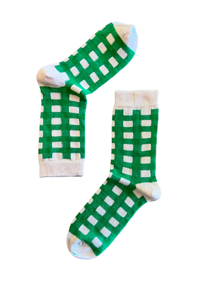 Green Square Patterned Socks