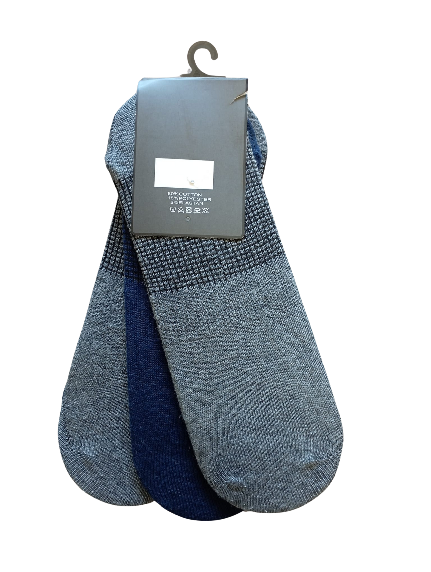Grey-navy-gray invisible socks