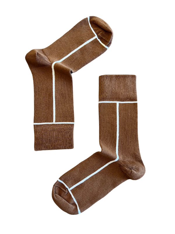 Brown Socks with White Stripes