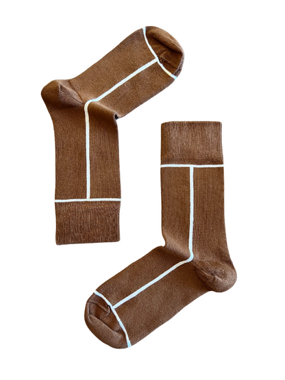 Brown Socks with White Stripes