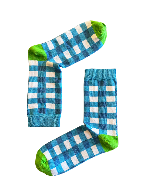 Blue Square Patterned Socks