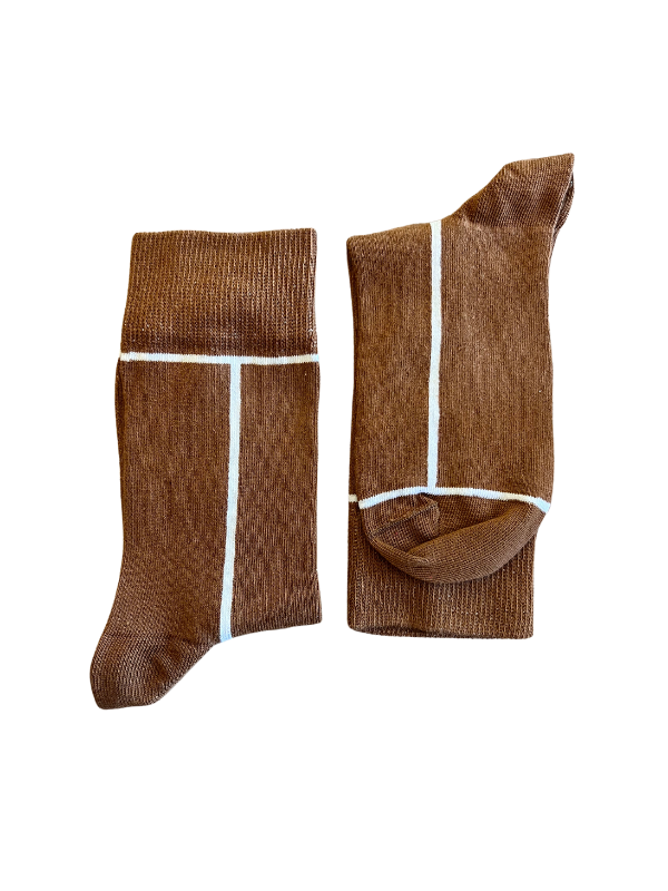 Brown Socks with White Stripes
