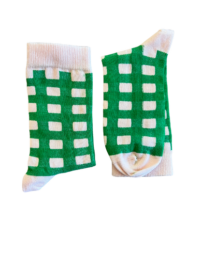 Green Square Patterned Socks