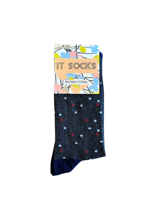 Golf patterned navy blue gray socks