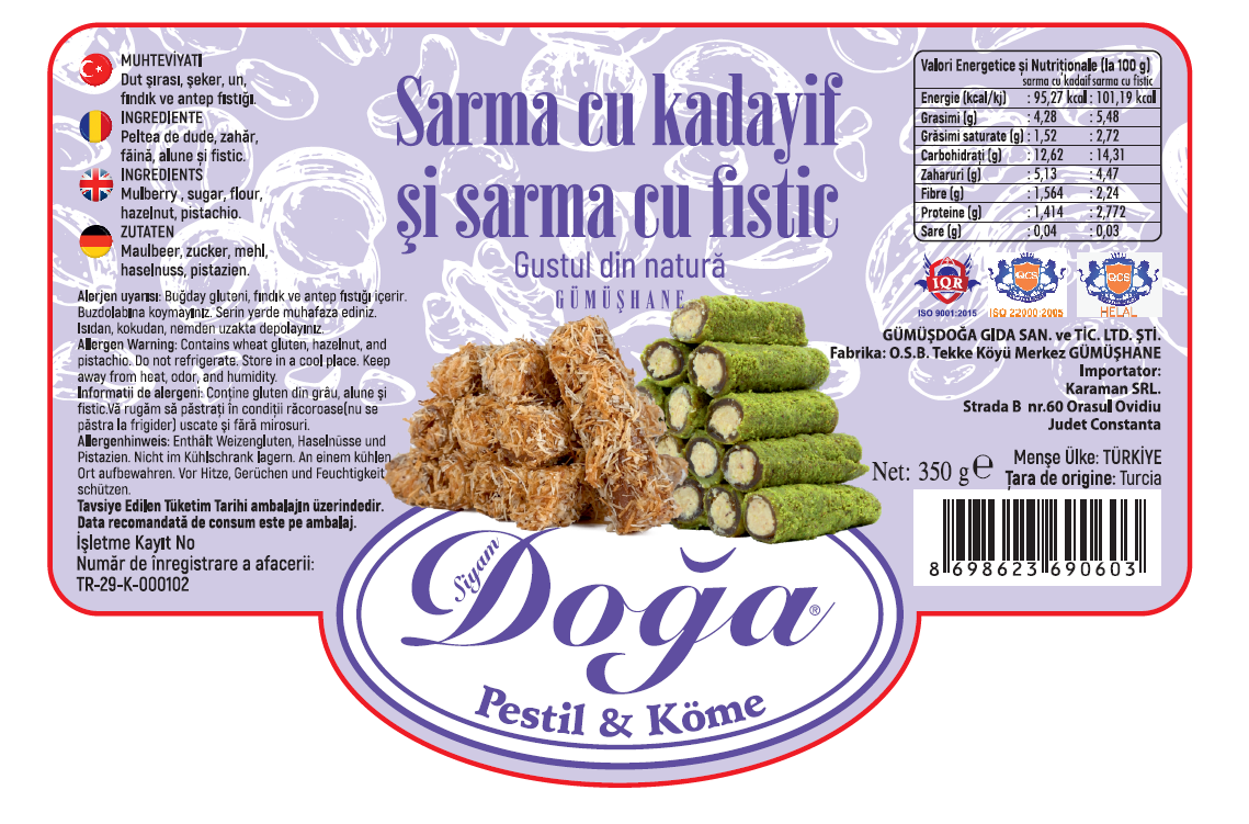 Kadayif - Pistachios Mix Pestil Roll